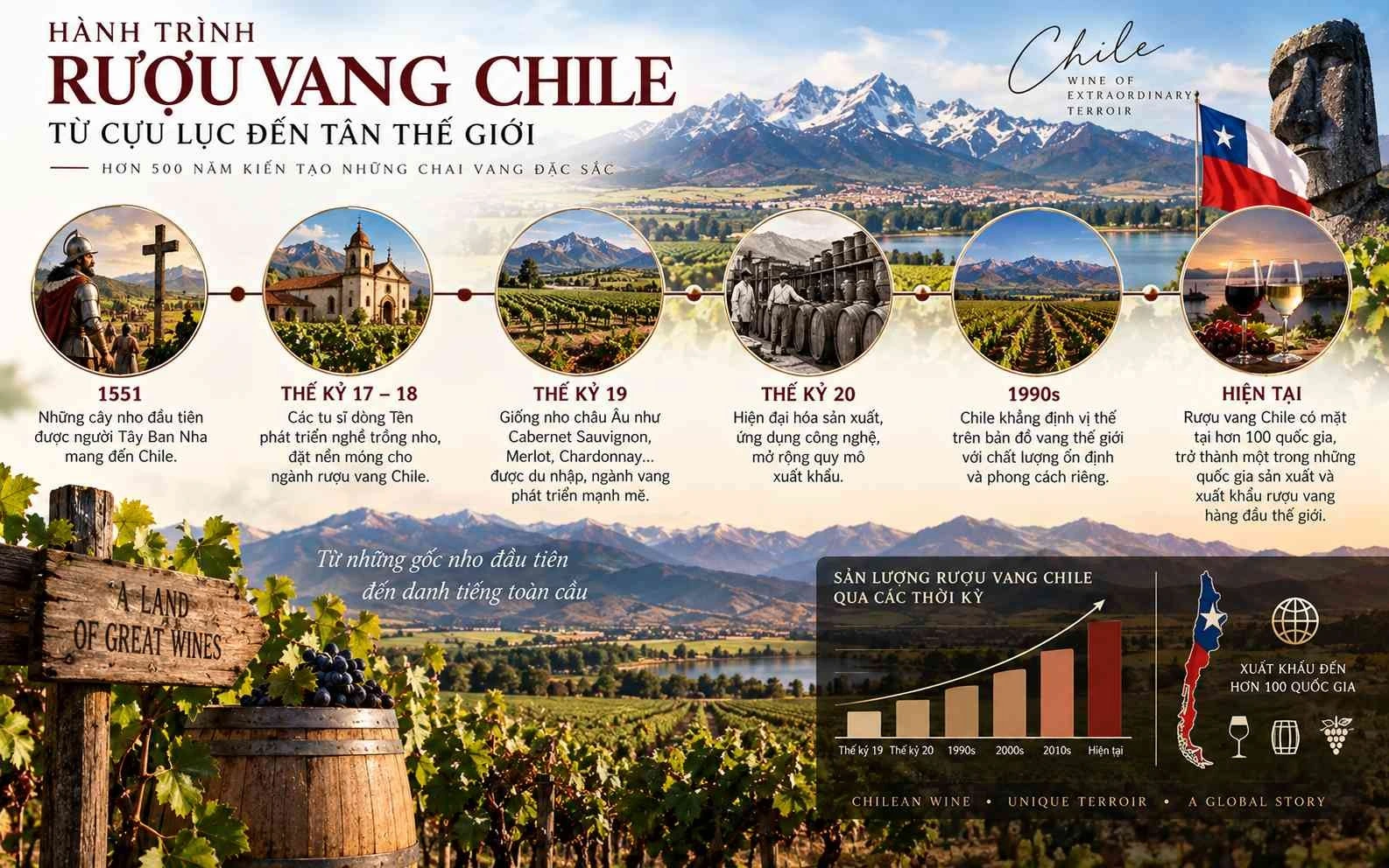 Hành trình rượu vang Chile từ Cựu Lục đến Tân Thế Giới