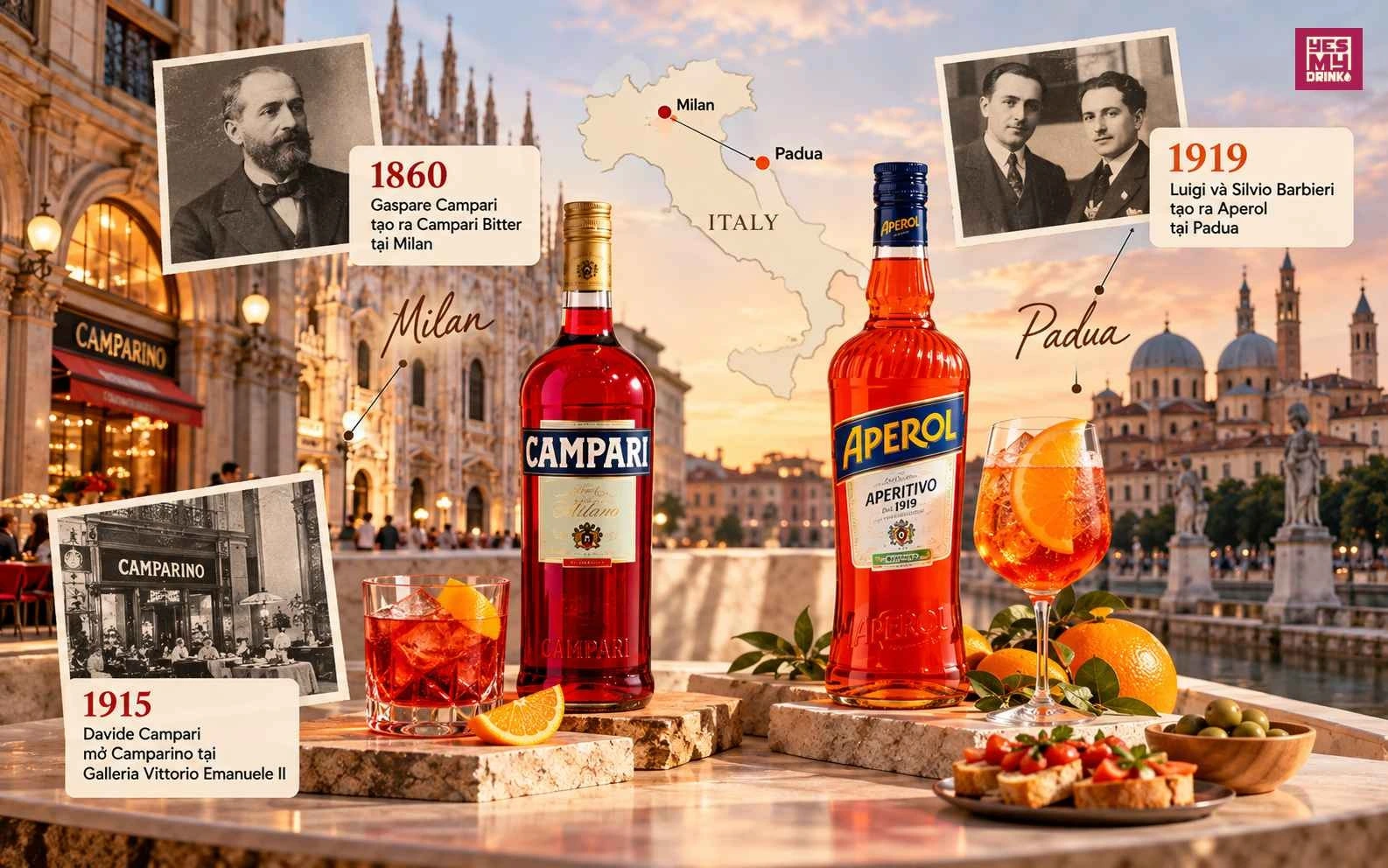Rượu Aperitif nguồn gốc Ý tại Milan và Padua Rượu Aperitif nguồn gốc Ý tại Milan và Padua