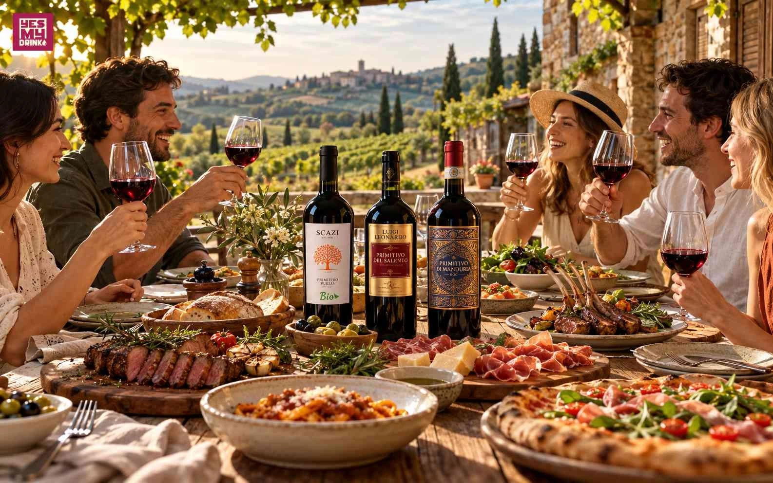 Primitivo phù hợp với những món ăn có độ đậm và hàm lượng chất béo tương đối cao Primitivo phù hợp với những món ăn có độ đậm và hàm lượng chất béo tương đối cao