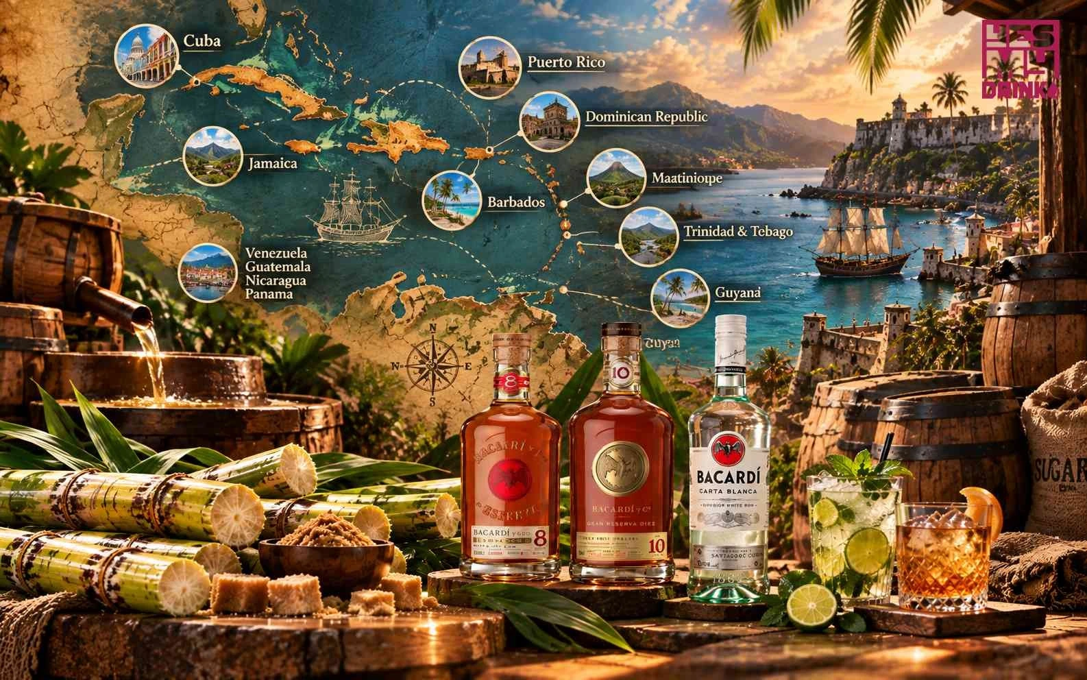 Rượu Rum có lịch sử phát triển lâu đời và xuất hiện nhiều vùng sản xuất trên thế giới