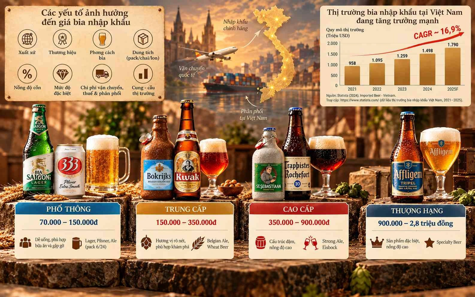 Phân khúc giá bia nhập khẩu tại YESmydrink
