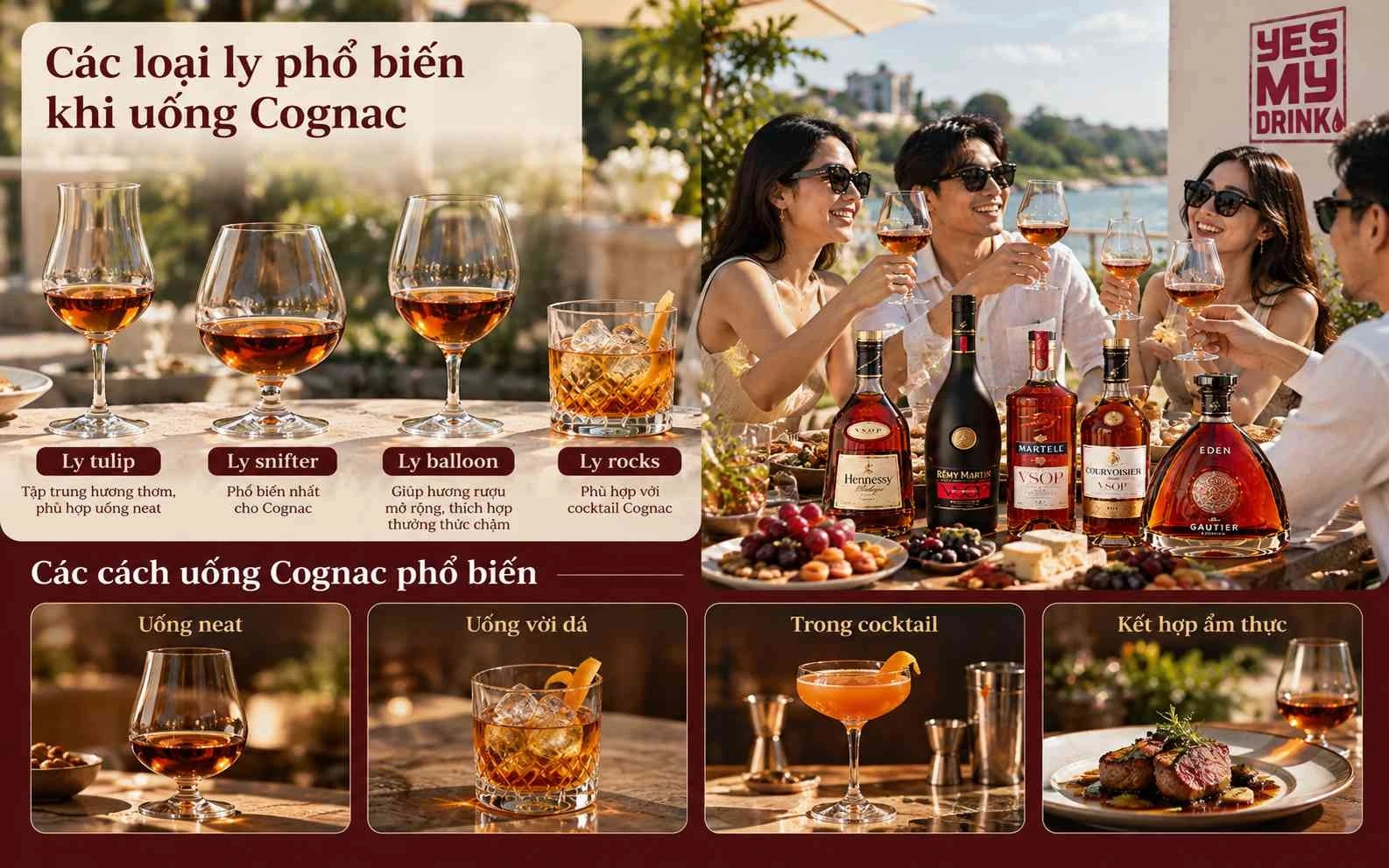 Các loại ly phổ biến khi uống rượu Cognac Các loại ly phổ biến khi uống rượu Cognac