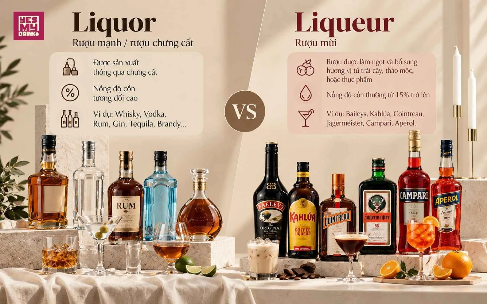 Rượu liquor và rượu Liqueur khác nhau như thế nào