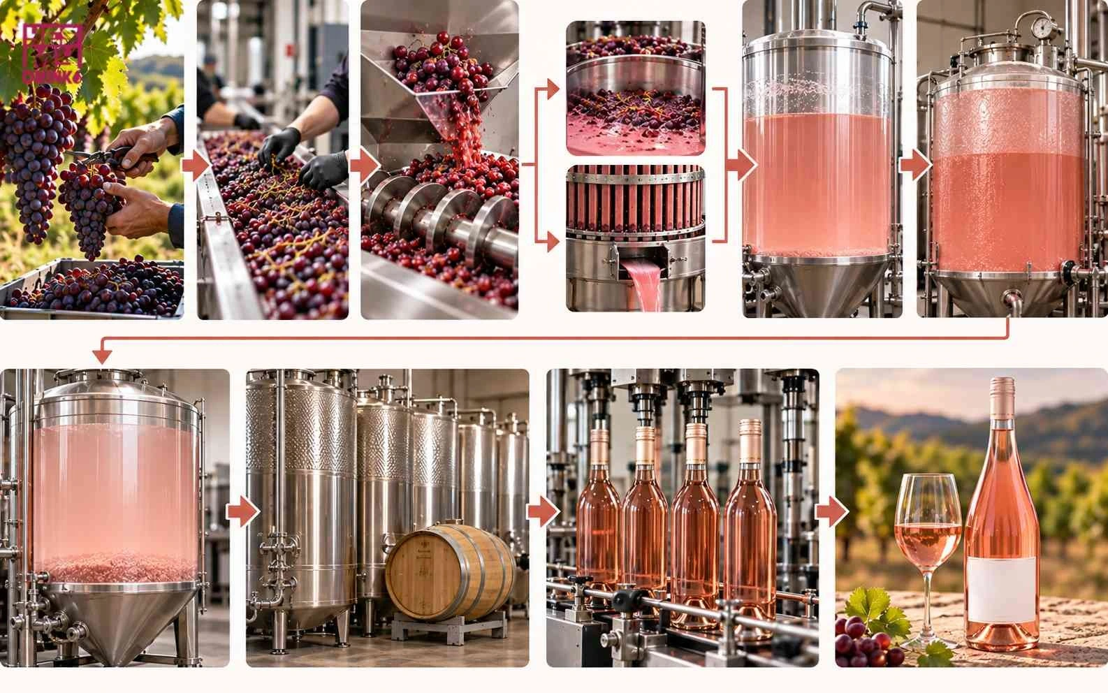 Quy trình sản xuất rượu vang hồng với bước 7 Quy trình sản xuất rượu vang hồng với bước 7