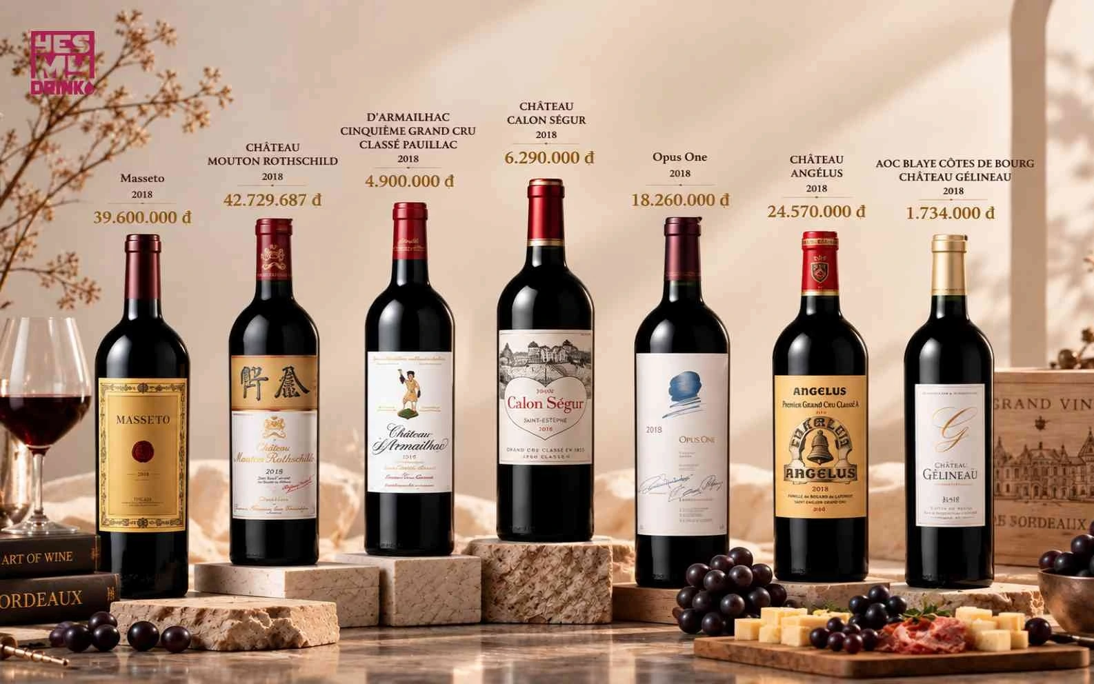 Giá Cabernet Sauvignon 2018 cần được xác định theo từng sản phẩm tùy theo thương hiệu, nhà sản xuất