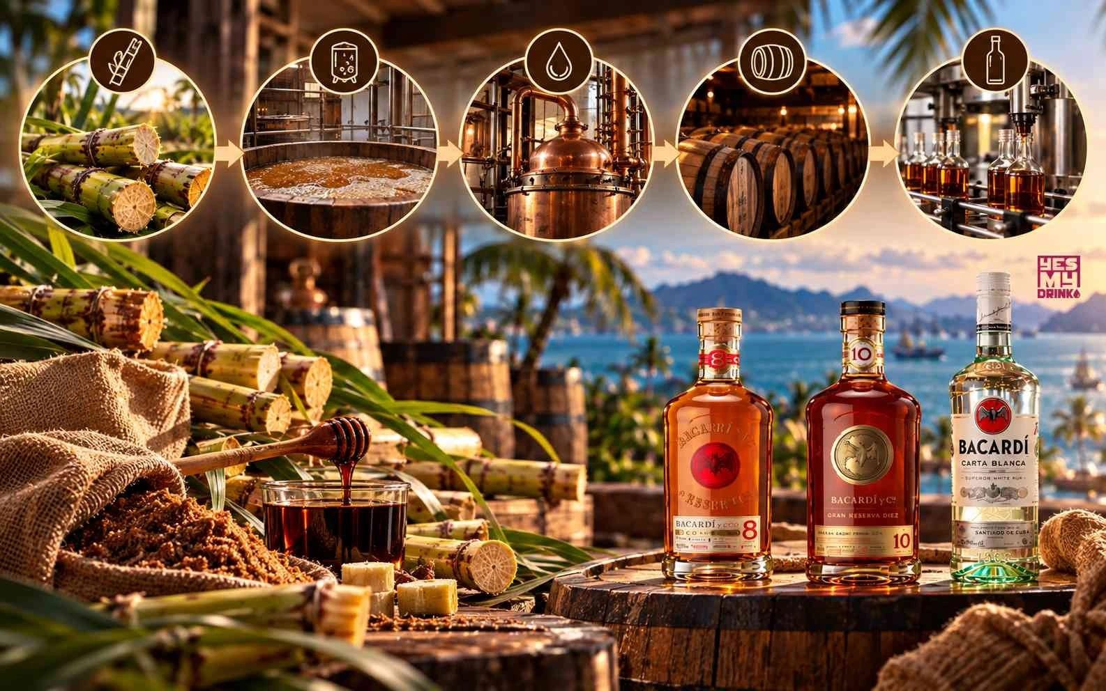 Quy trình sản xuất rượu rum từ mía đến thành phẩm